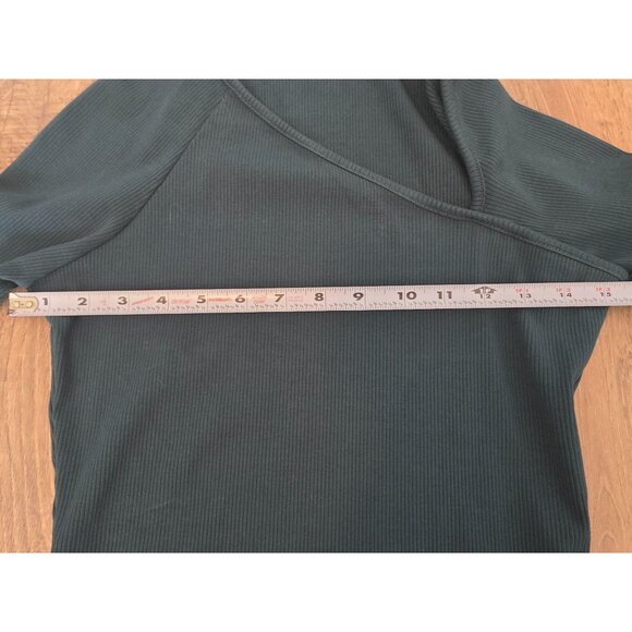 Lulus Forest Green Ribbed Long Sleeve Asymmetrical Bodysuit XL - Picture 5 of 7